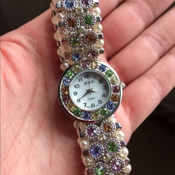Novelle colorful crystal beaded band watch main image 4